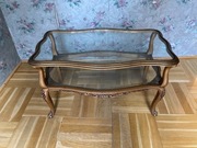 Szklany stolik ze zdobioną, złotą ramą w stylu Ludwika Filipa- antyk OKAZJA