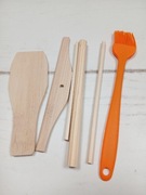 Zestaw kuchenny drewniane akcesoria + silikonowy pędzelek do pieczenia