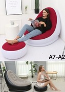 Fotel Dmuchany Kanapa Dmuchany Materac Łóżko Welurowy PUFA Z Podnóżkiem