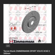 tarcze hamulcowe 2szt Zimmermann Sport volvo  s60, s90, xc90