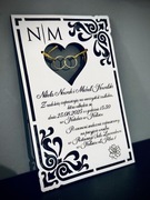 Eleganckie zaproszenia ślubne z biały HDF 3mm grawer laserowy z obrączkami