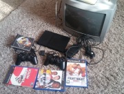 Konsola Sony PlayStation2 SCPH-75004 2Pady 4Gry + tv 14cali