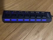 Hub USB 2.0, 7-portowy z wyłącznikami ON/OFF 7 x USB, nowy