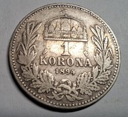 Moneta Austria Węgry 1 Korona 1894 srebro
