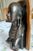 Heban Tanzania (Makonde) popiersie Masajki poł XXw  h-21cm bdb