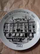 Talerz ozdobny  "Sct. Clemensborg" w Aarhus, w Danii, w latach 1900-1987.