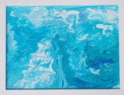 Obraz abstrakcja ręcznie malowany Szalone błękity turkusy rama gratis 61x47