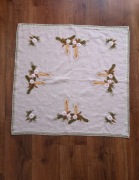 Świąteczny serwetka rękodzieło haftowana lniany/ bawełniany PRL, vintage.