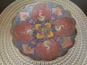 Mała Patera mosiężna, paw kolorowa  z mosiądzu,  mosiądz vintage