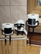 Stojak na Papier Toaletowy Owca Shauna + Książka Zestaw Dekoracja Łazienki