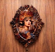 Kolekcja Art Déco 1 portret + 3 mini portrety drewno/gips unikat rękodzieło