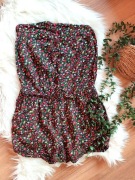 Kwiecisty ciemny krótki kombinezon Parisian 36S 38M letni na lato wzor