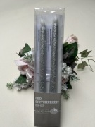 Świeczki ozdobne led srebrne brokatowe