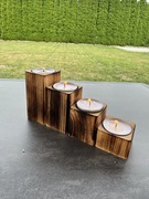 Świecznik drewniany na 4 tealighty – rękodzieło, rustykalna dekoracja