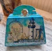 Torebka szkatułka unikat pudełko Vintage Retro/ morski dwa wzory