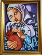 Obraz wg. Tamary Łempickiej "Kobieta z dzbanem."