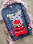 Sweter świąteczny męski z Reniferem święta modny M