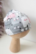 Czapka jednowarstwowa S 52-56cm – kotki dzianinowa Czapkizglow.pl