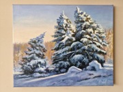  Swierki zimą obraz olejny 