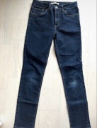 Levis spodnie 721 Hight Rise Skinny dżinsy proste ciemne granatowe 12 XXS
