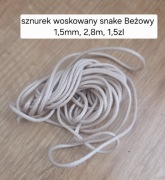 Sznurek woskowany snake beżowy 1,5 mm 2,8 m do biżuterii bransoletek