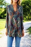 Lekka satynowa bluzka/tunika w stylu boho z motywem paisley Zara
