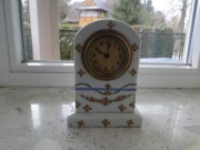 ZEGAR PORCELANOWY JUNGHANS, STARY, PIĘKNIE ZDOBIONY
