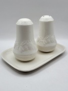 Porcelanowa solniczka i pieprzniczka na podstawce Lincoln marki Barratts