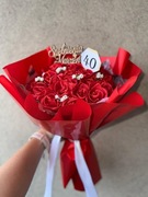 Bukiet z 40 róż ze wstążki satynowej Promocja świąteczna