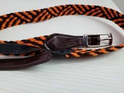 Vintage pasek pleciony ze sznurka płaskiego brąz i pomarańcz 
