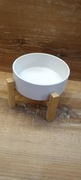 NOWA Ceramiczna miska dla kota z podwyższeniem drewnianym 400ml 