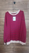 NOWA Długa bluza damska w paski czerwona XL