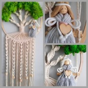 Drzewko życia/szczęścia makrama z chrobotkiem 