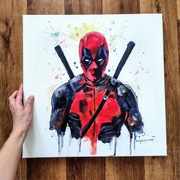 Deadpool Marvel, obraz ręcznie malowany abstrakcyjny na płótnie , 45x45 mm