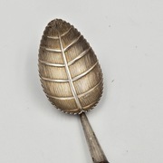 Srebrna łyżka do cukru liść cukiernica antyk z ryflowaniem