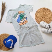 Piżama dwuczęściowa H&M 128 piżamka szorty koszulka z dinozaurem bawełniana