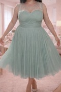 Elegancka sukienka tiulowa - delikatny, pastelowy kolor miętowy