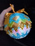 Duża piękna Bombka choinkowa świąteczna handmade rękodzieło