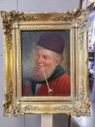 Antyczny Portret Olejny "Marynarz / Mężczyzna z Fajką" Sygnowany F. G.