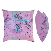 Poszewka 40x40 cm jednorożce różowe ze złotkiem - Bawełna