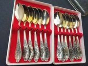 Srebrne łyżeczki rosyjskie 12 szt w dwóch opakowaniach. 