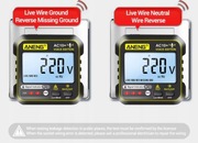 AC10+ tester gniazd sieciowych LCD RCD 90-250V 50/60Hz komunikaty Aneng