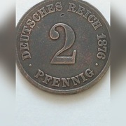 2 pfennigi 1876 C Niemcy.
