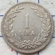 Turcja 1 lira 1947 7,5g Ag 600