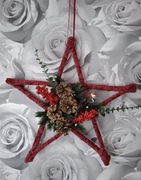 Gwiazda 50cm bordowa kompozycja jesień święta stroik szyszki złoto