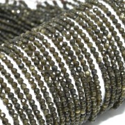 Obsydian złocisty kulka fasetowana, ok. 3,8 mm, sznurek 19 cm.