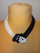 Naszyjnik imitacja pereł czarnych i białych