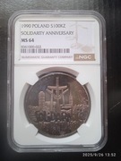 SOLIDARNOŚĆ 1990 100000 ZŁ TYP A NGC MS 64