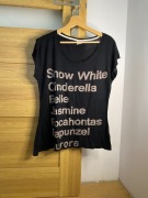 Damska Czarna Koszulka Tshirt z Napisami Disney S/M