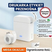 Drukarka ORICO L12 Bluetooth biała NOWA 1200mAh kody kreskowe oznakowanie 